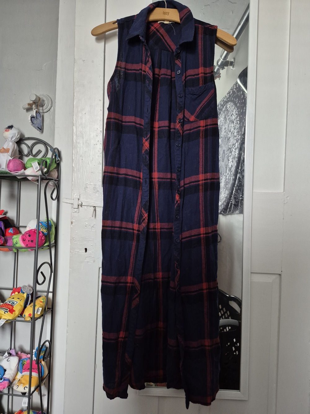 Pink Rose Navy & Red Plaid Sleeveless Maxi Dress
